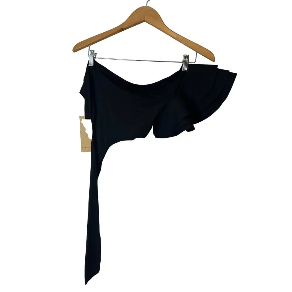 Maygel Coronel Black One-Shoulder Cutout Style Bikini Set NWT Size 10